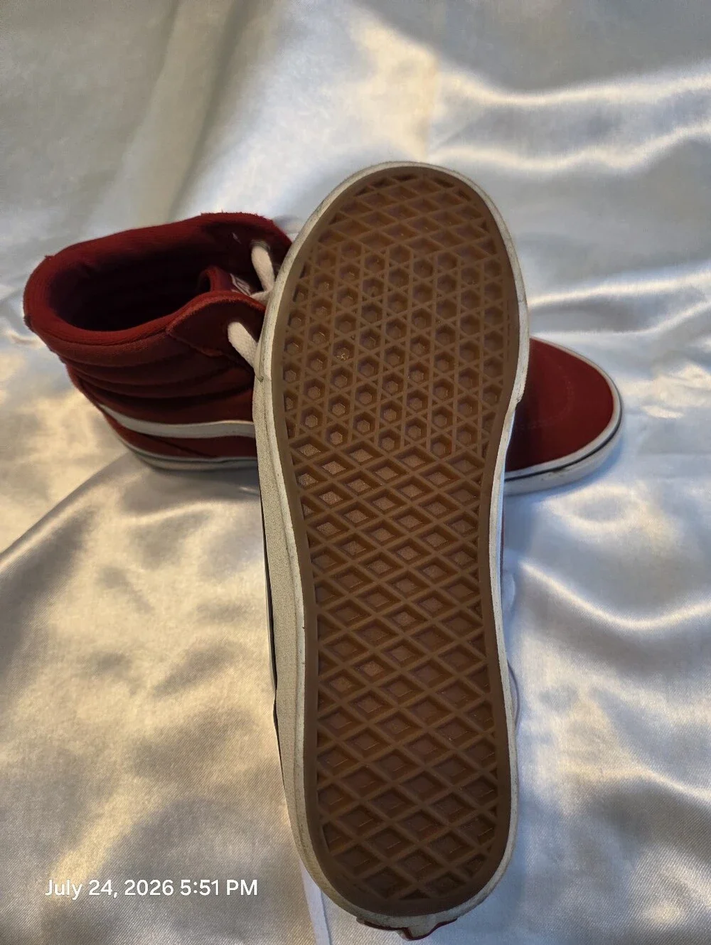 Vans High Top Sneakers - Red with White Accents